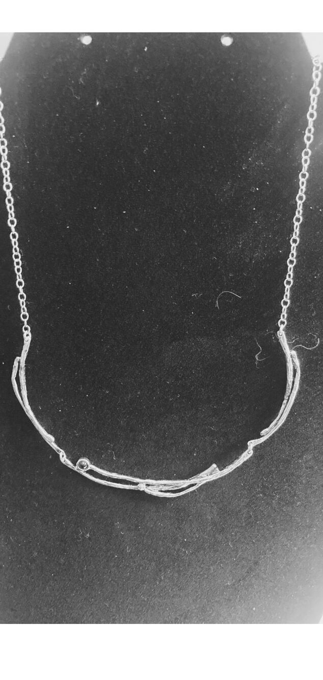 Silpada Pavlina Sterling Silver Amethyst Branch Bar Necklace 15-17 BNIB